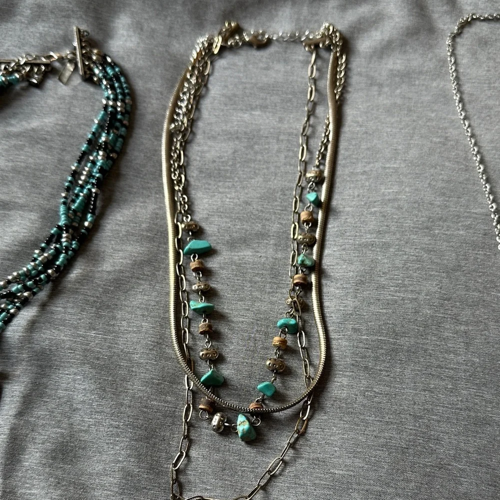 Turquoise and Silver Necklace Set - Picture 4 of 6